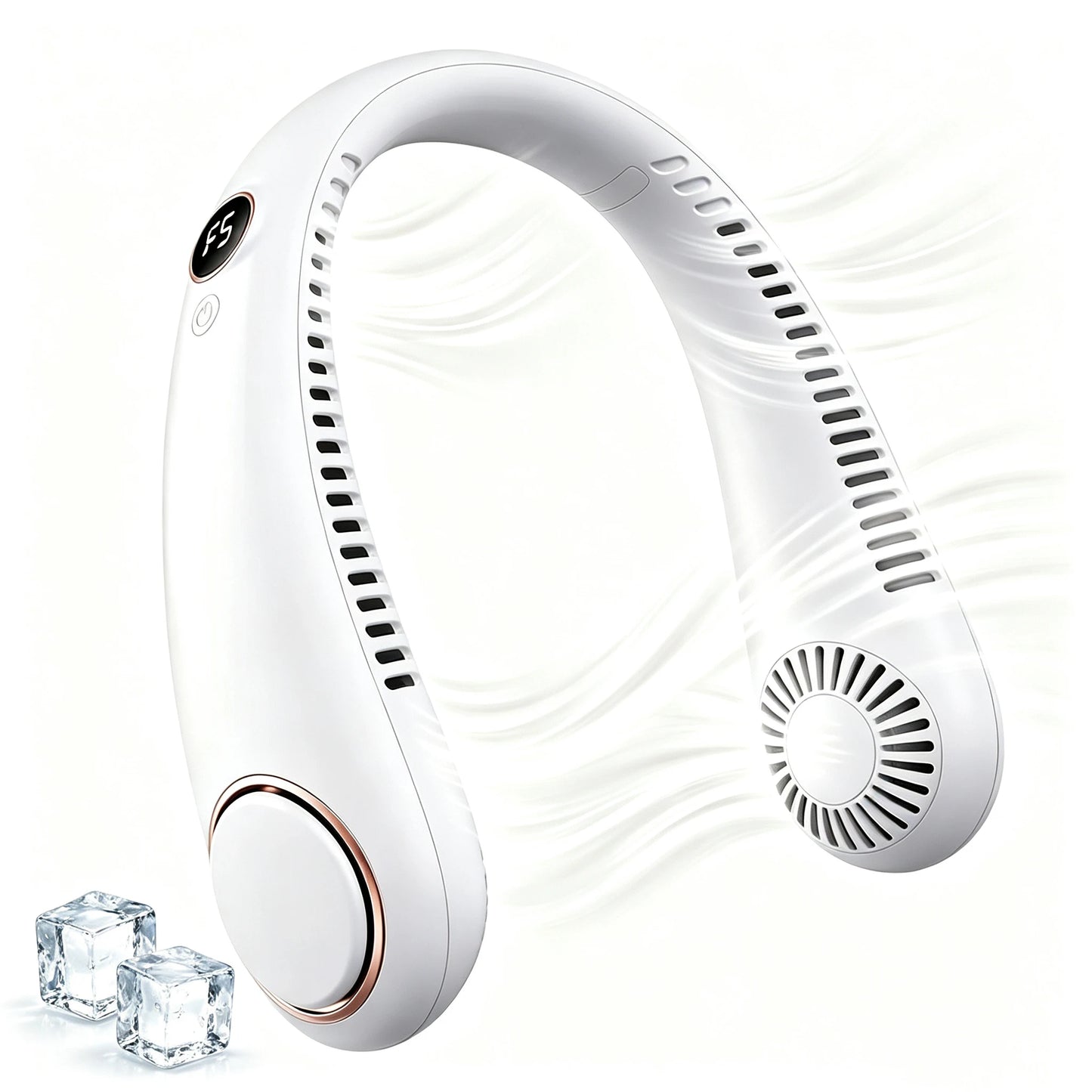 New Summer Portable Mini Hanging Neck Fan Bladeless Neckband Fan Digital Display Power Air Cooler USB Rechargeable Electric Fans