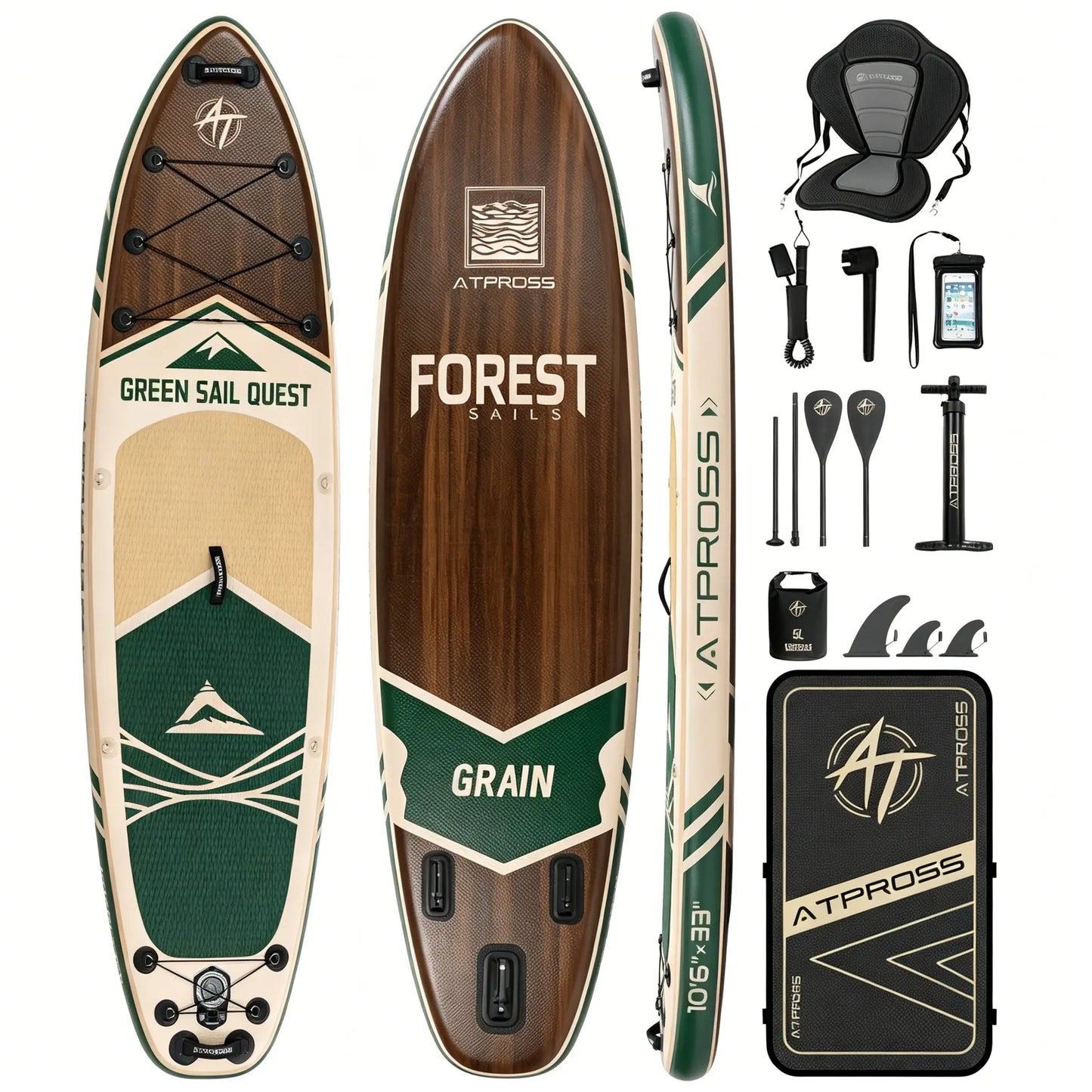 Summervibe 10'6'' X 33'' Extra Wide Inflatable Paddle Board with Kayak Seat, 400LBS Capacity Stable SUP Board, Non-Slip EVA Deck, Complete Accessories Kit for Adults, Beginners, Yoga, Fishing & Family Fun,Atpross Adventure Water