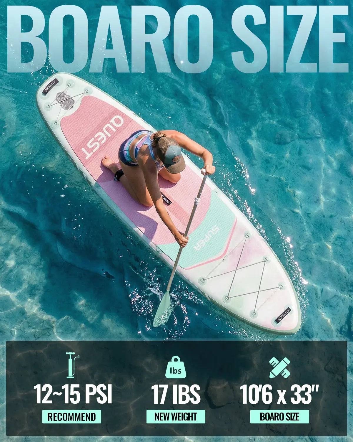 Summervibe 10'6'' X 33'' Extra Wide Inflatable Paddle Board with Kayak Seat, 400LBS Capacity Stable SUP Board, Non-Slip EVA Deck, Complete Accessories Kit for Adults, Beginners, Yoga, Fishing & Family Fun,Atpross Adventure Water