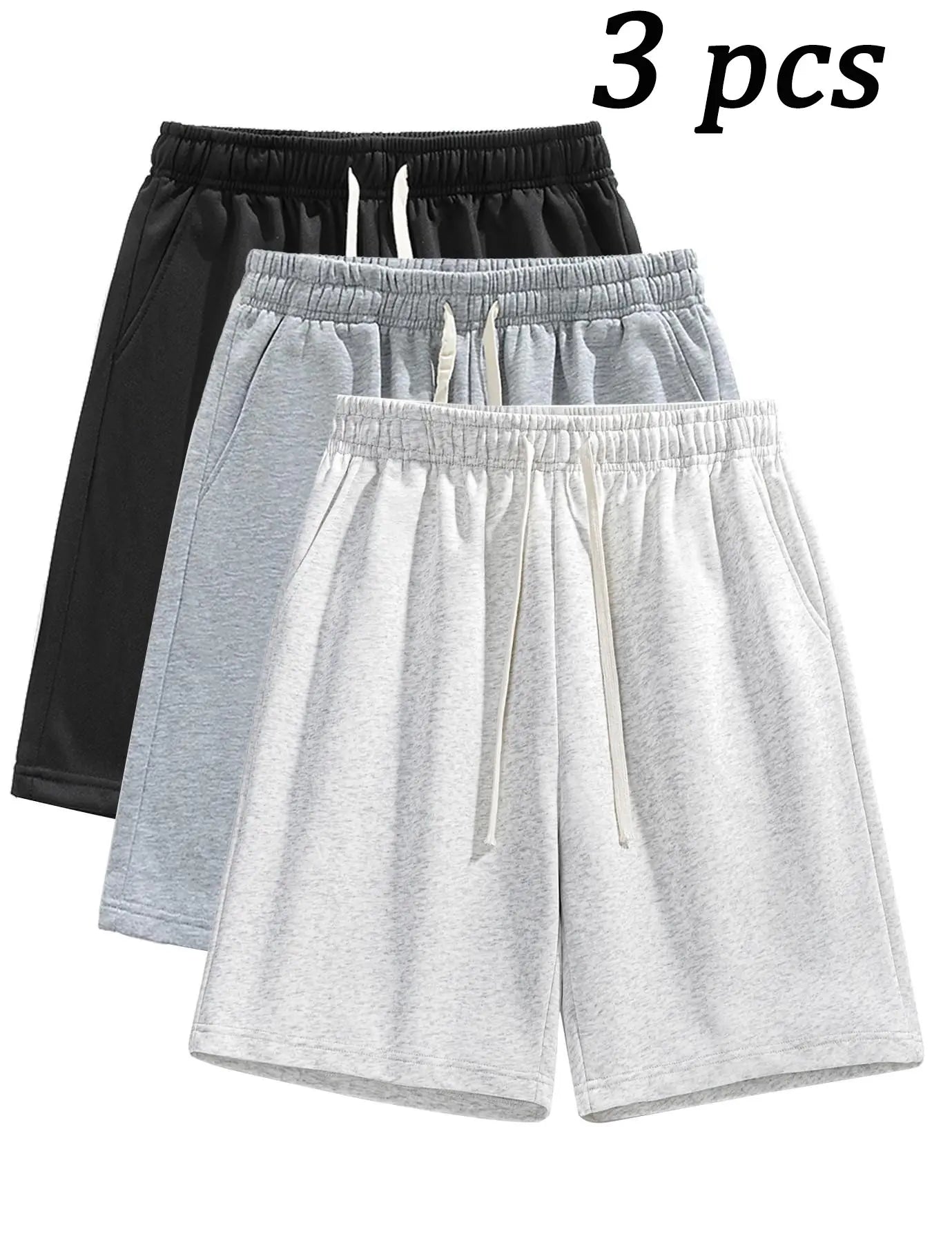 Men'S Summer Casual Shorts, Plain Loose-Fit Gym Shorts, Polyester Fabric, Ideal for Home and Outdoor Activities, Drawstring Waist with Pockets, Athletic Shorts, Lightweight Workout Shorts, Lightweight Summer Shorts