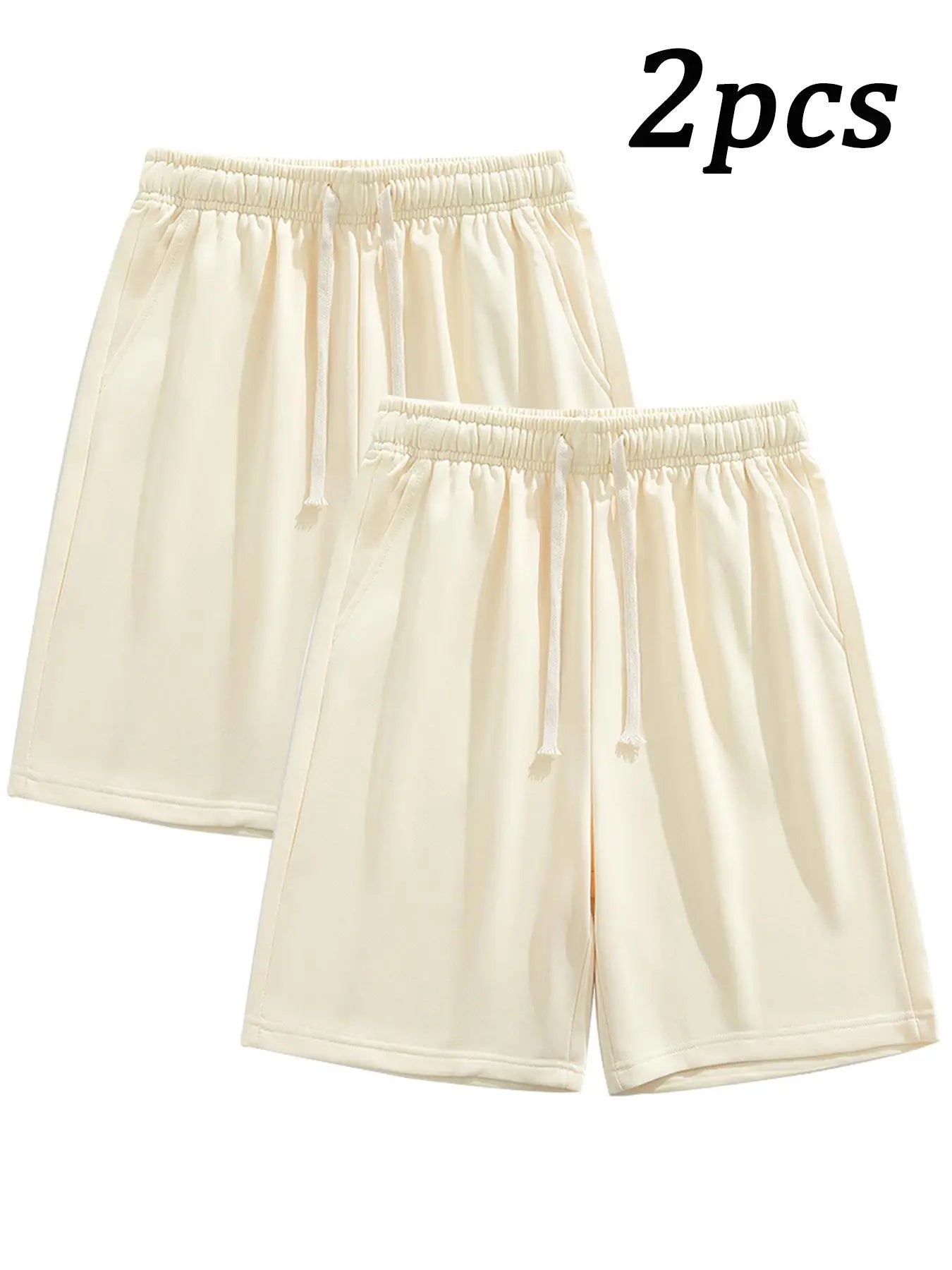 Men'S Summer Casual Shorts, Plain Loose-Fit Gym Shorts, Polyester Fabric, Ideal for Home and Outdoor Activities, Drawstring Waist with Pockets, Athletic Shorts, Lightweight Workout Shorts, Lightweight Summer Shorts