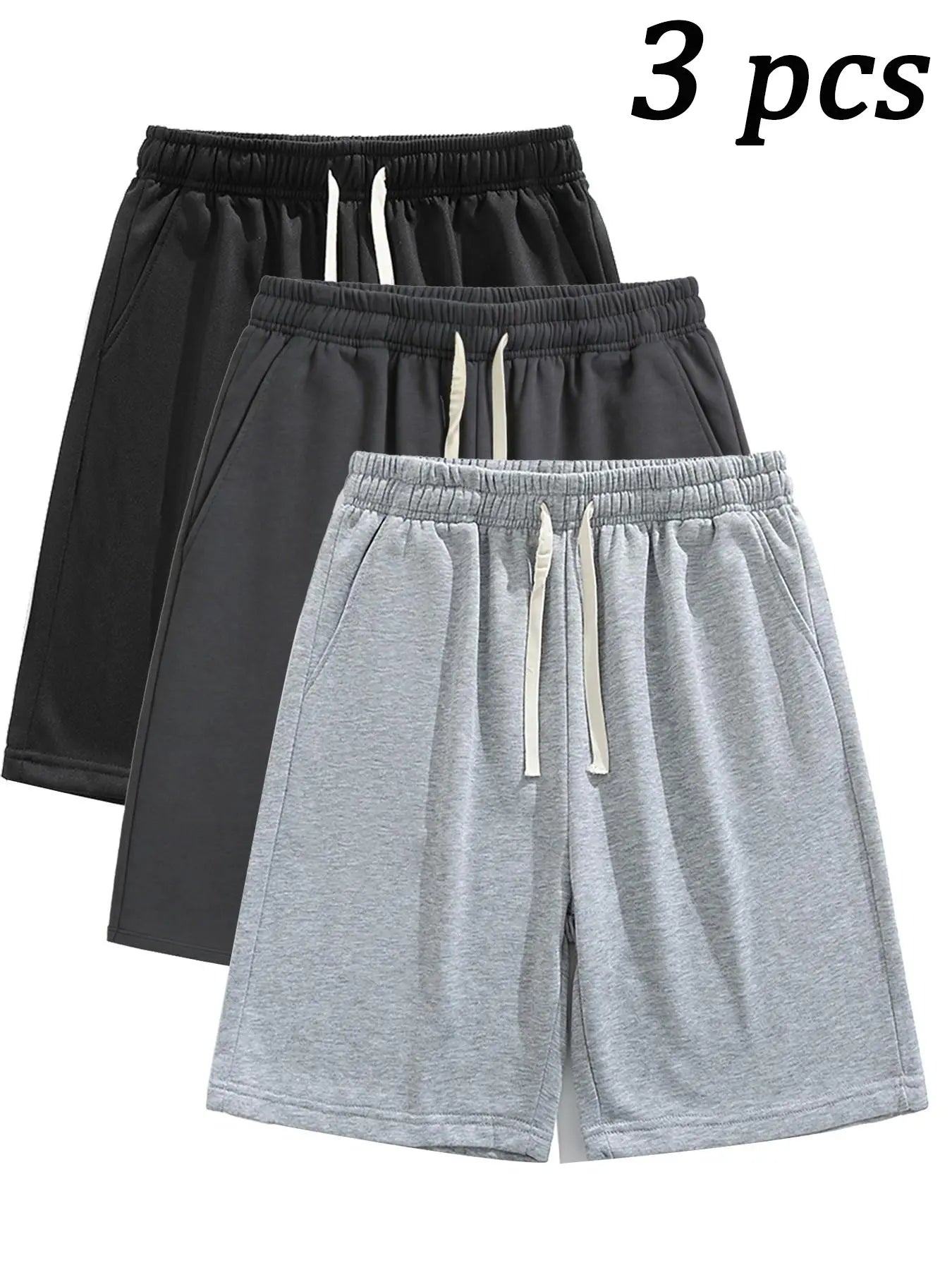 Men'S Summer Casual Shorts, Plain Loose-Fit Gym Shorts, Polyester Fabric, Ideal for Home and Outdoor Activities, Drawstring Waist with Pockets, Athletic Shorts, Lightweight Workout Shorts, Lightweight Summer Shorts