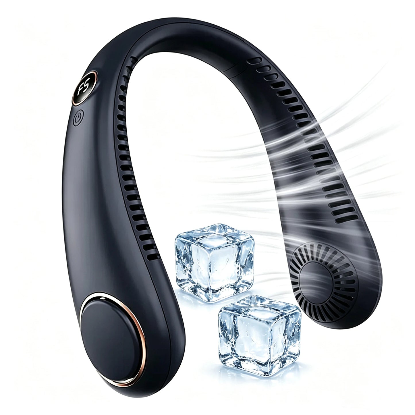 New Summer Portable Mini Hanging Neck Fan Bladeless Neckband Fan Digital Display Power Air Cooler USB Rechargeable Electric Fans