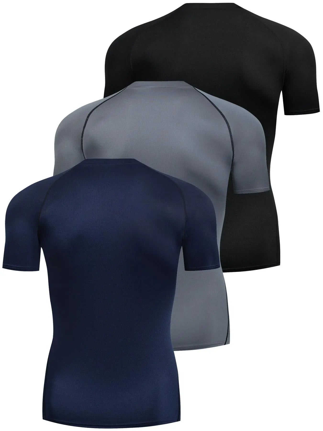 3-Pack Men'S Tight Fit T-Shirts, Short Sleeve Sporty Tops, Athletic Tee, Quick-Dry, Ideal for Running, Fitness, Sports, All Seasons