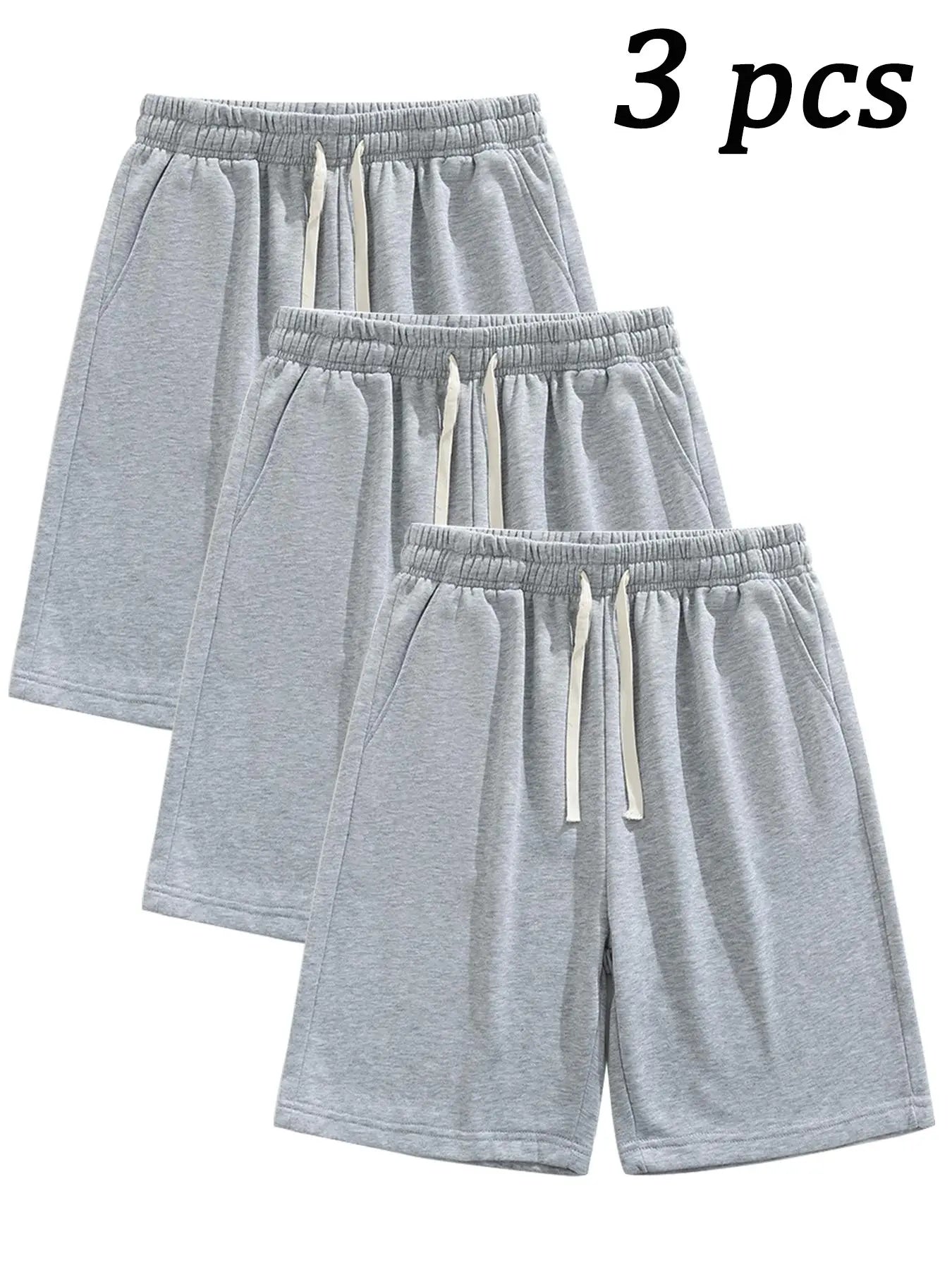 Men'S Summer Casual Shorts, Plain Loose-Fit Gym Shorts, Polyester Fabric, Ideal for Home and Outdoor Activities, Drawstring Waist with Pockets, Athletic Shorts, Lightweight Workout Shorts, Lightweight Summer Shorts