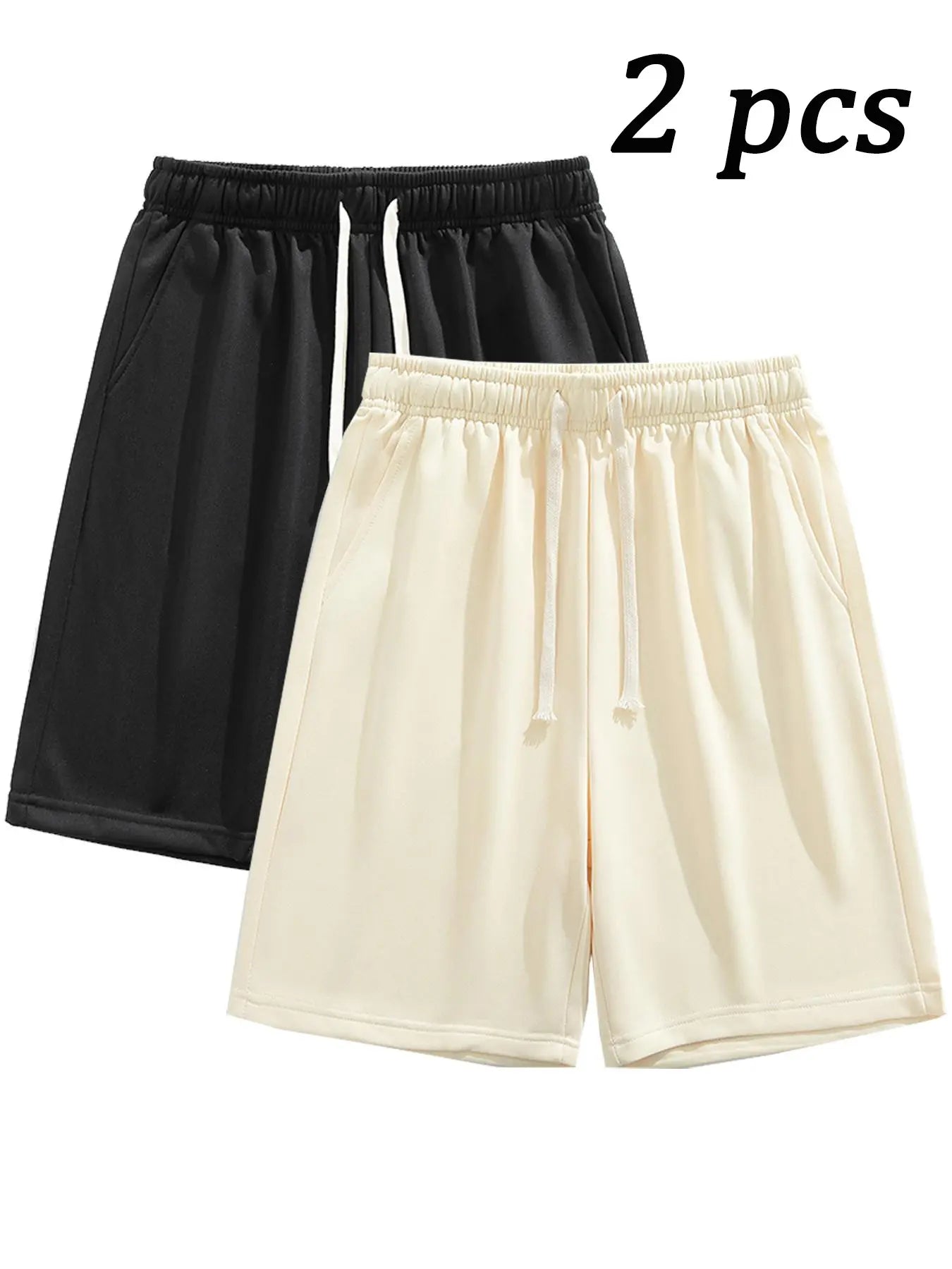Men'S Summer Casual Shorts, Plain Loose-Fit Gym Shorts, Polyester Fabric, Ideal for Home and Outdoor Activities, Drawstring Waist with Pockets, Athletic Shorts, Lightweight Workout Shorts, Lightweight Summer Shorts