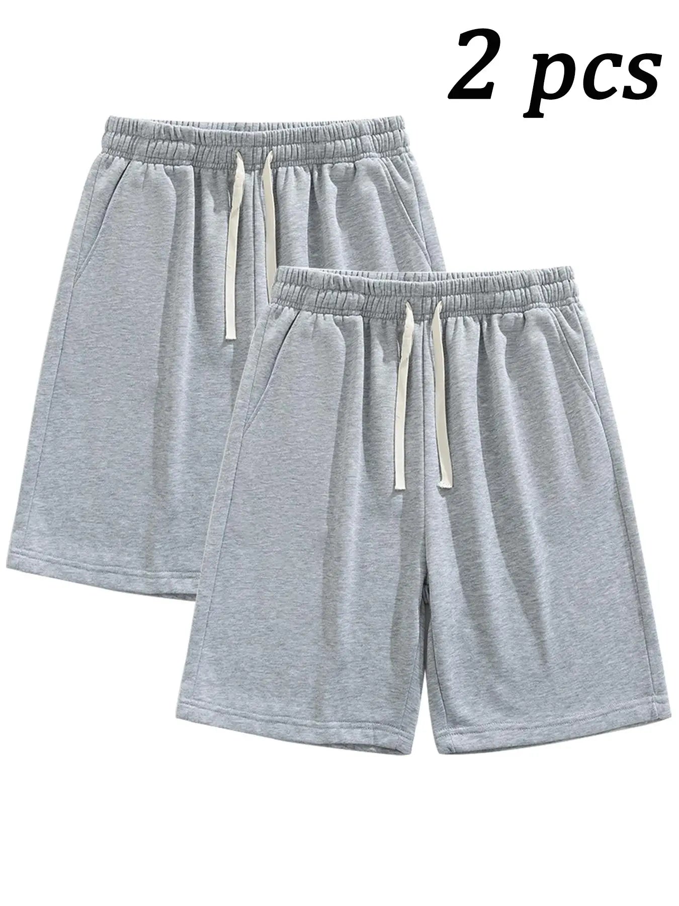 Men'S Summer Casual Shorts, Plain Loose-Fit Gym Shorts, Polyester Fabric, Ideal for Home and Outdoor Activities, Drawstring Waist with Pockets, Athletic Shorts, Lightweight Workout Shorts, Lightweight Summer Shorts