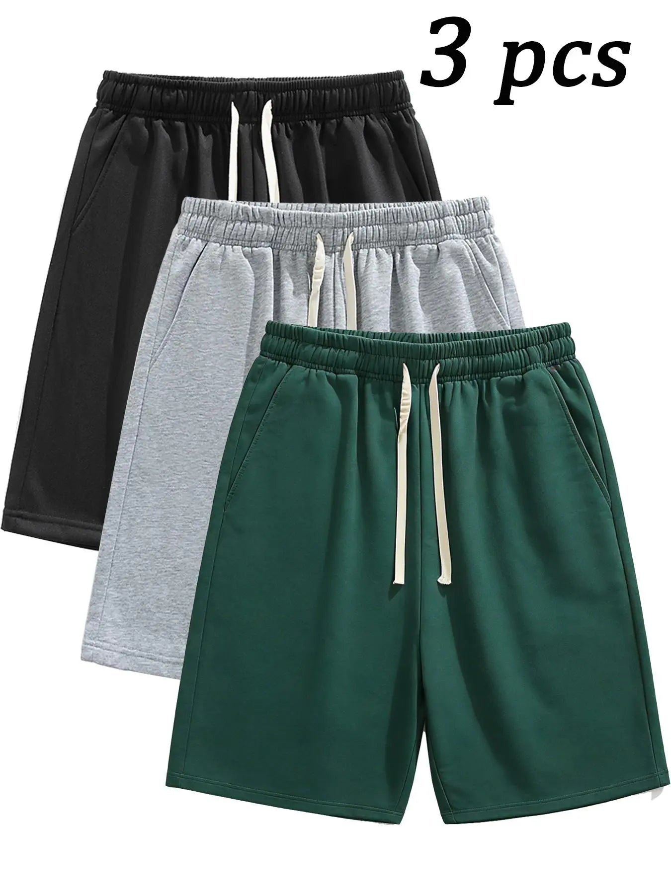 Men'S Summer Casual Shorts, Plain Loose-Fit Gym Shorts, Polyester Fabric, Ideal for Home and Outdoor Activities, Drawstring Waist with Pockets, Athletic Shorts, Lightweight Workout Shorts, Lightweight Summer Shorts