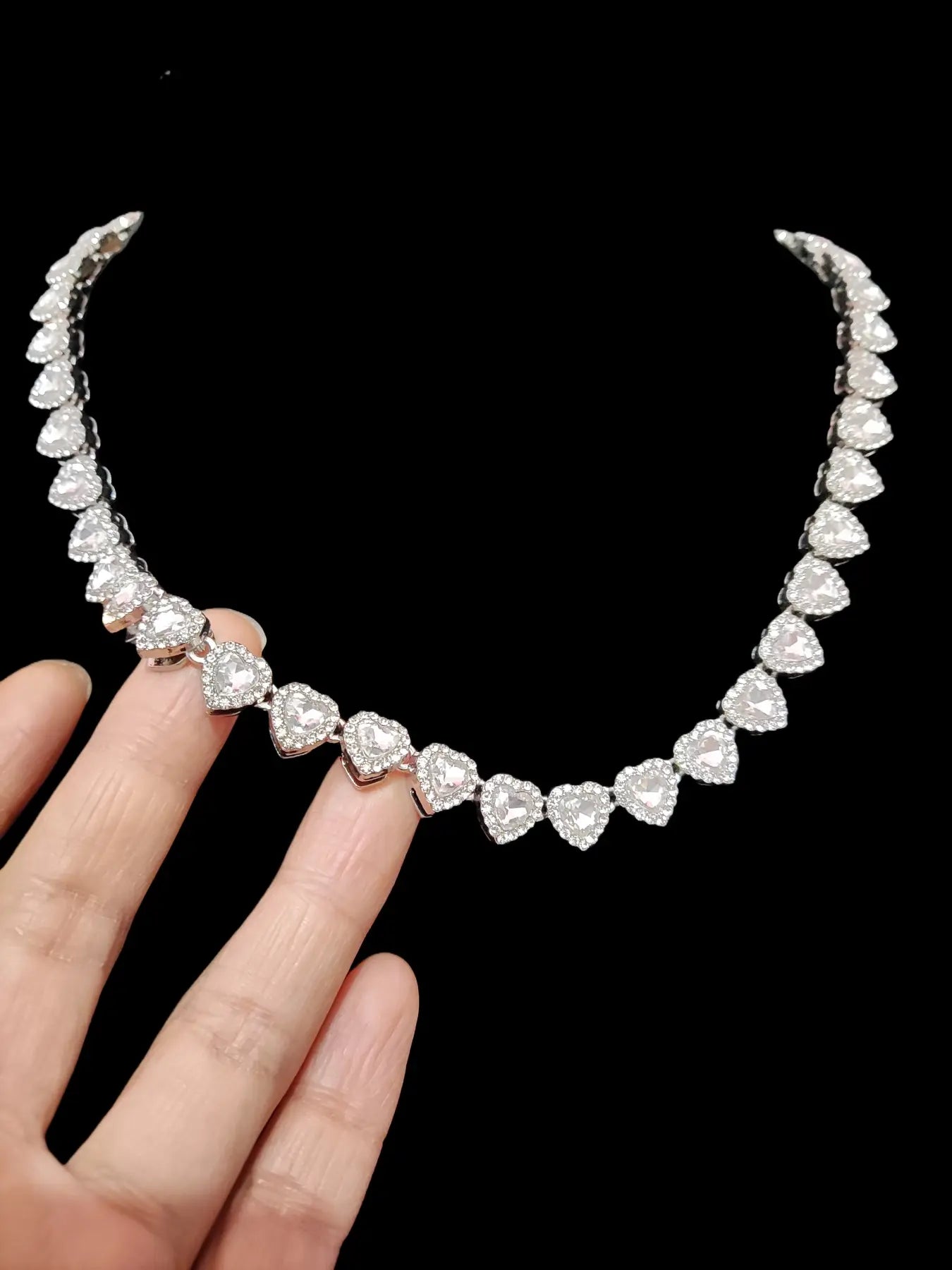 2 Pieces/Set 10Mm Love Heart Shape Chain Necklace and Bracelet for Men or Women, Hip Hop Iced Out Bling Bling Fashionable Jewelry Gift Set
