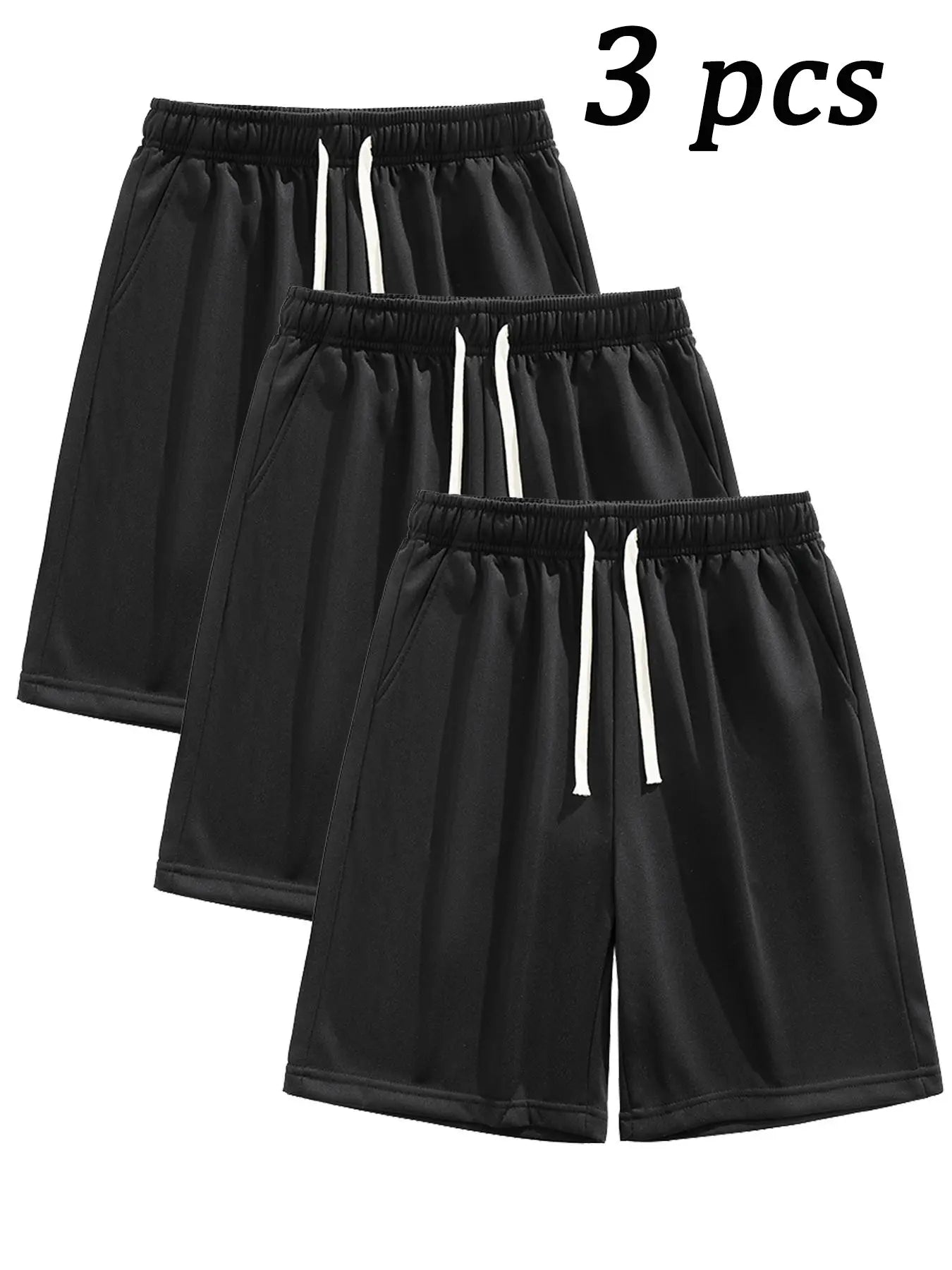 Men'S Summer Casual Shorts, Plain Loose-Fit Gym Shorts, Polyester Fabric, Ideal for Home and Outdoor Activities, Drawstring Waist with Pockets, Athletic Shorts, Lightweight Workout Shorts, Lightweight Summer Shorts