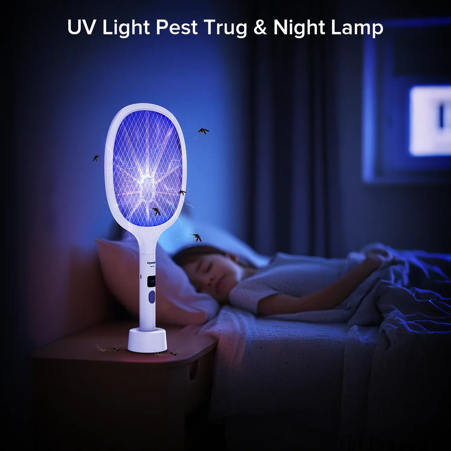 Viyawise Outdoorfun Powerful Bug Zapper Indoor & Outdoor - 10-LED Mosquito Zapper with Large Mesh, Rechargeable Gnat Killer, LED Display & Safe Fly Swatter for Home Use