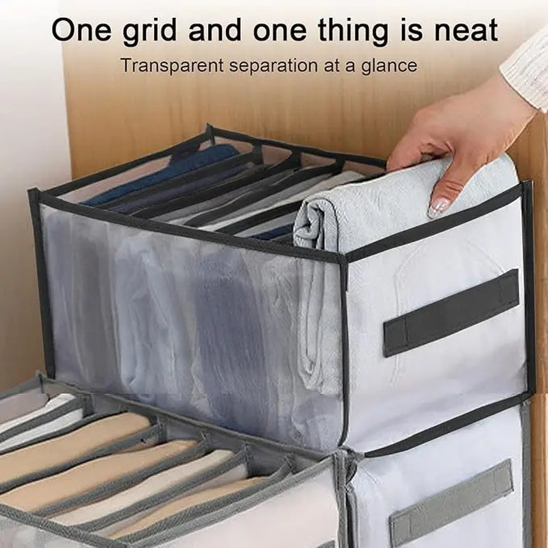 6-Compartment Drawer Organizer | Foldable Fabric Storage Bin for Bras, Underwear & Socks | Closet and Dresser Divider Box | Space-Saving Wardrobe Organizer for Shelves, Bedrooms & Travel | Grey