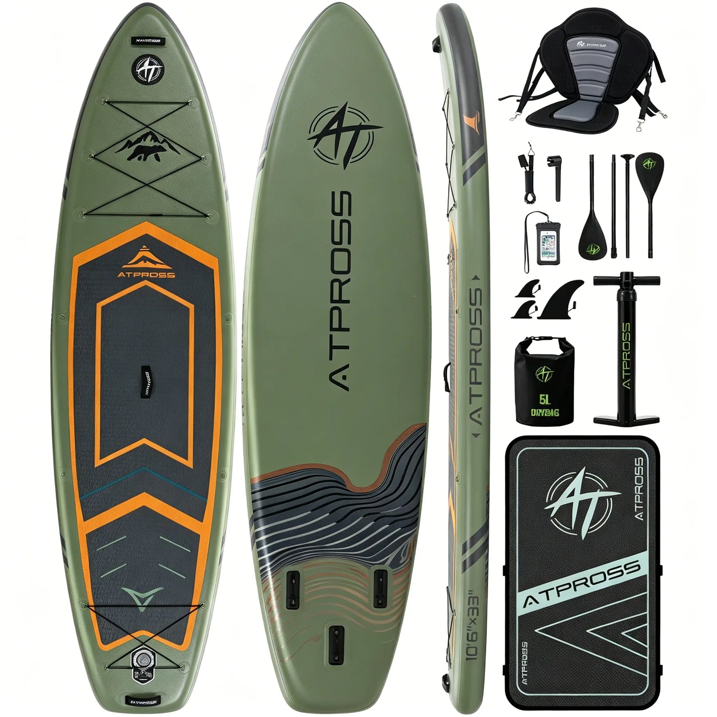 Summervibe 10'6'' X 33'' Extra Wide Inflatable Paddle Board with Kayak Seat, 400LBS Capacity Stable SUP Board, Non-Slip EVA Deck, Complete Accessories Kit for Adults, Beginners, Yoga, Fishing & Family Fun,Atpross Adventure Water
