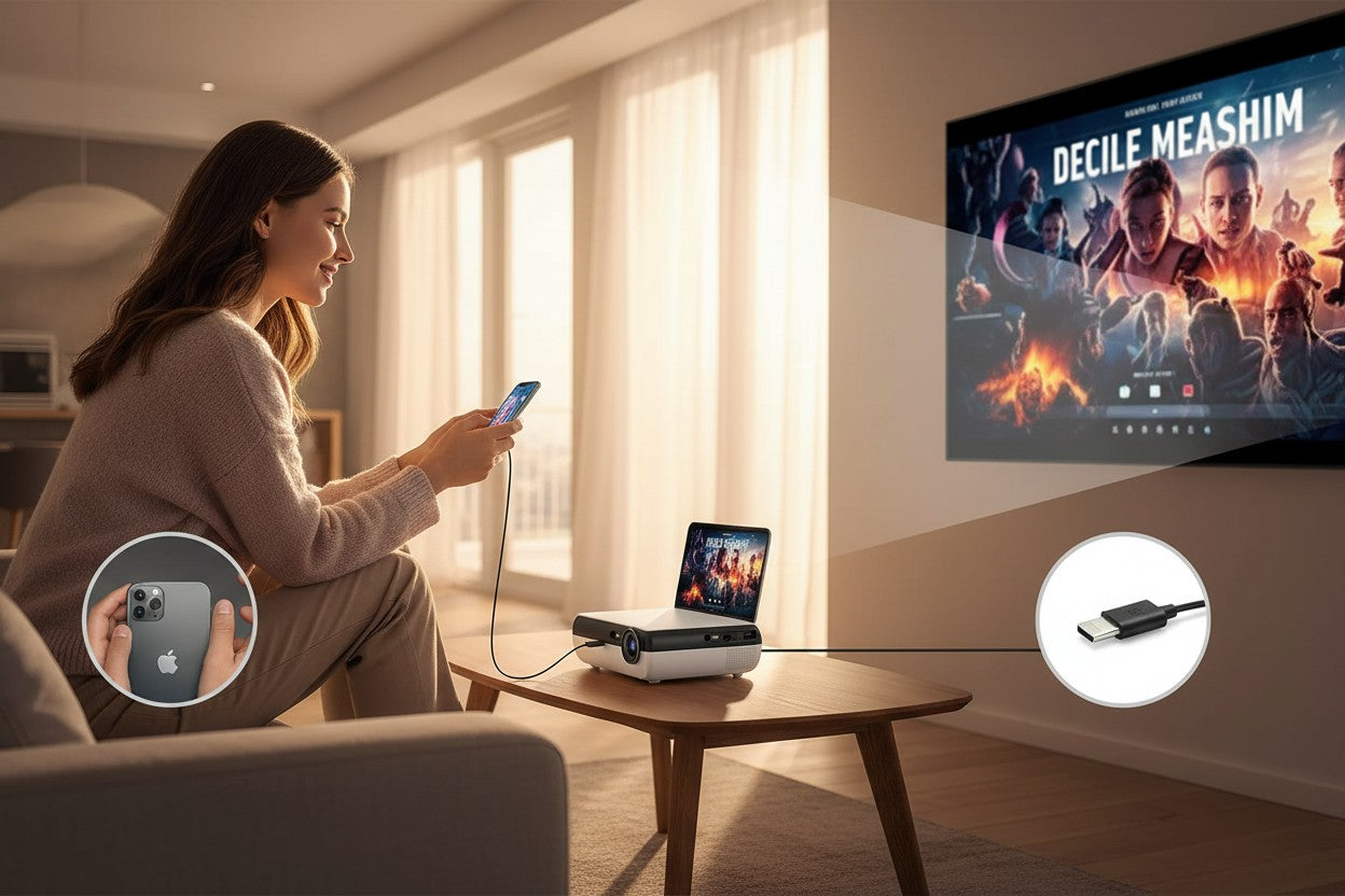 Projecteur Full HD 1080P Bluetooth Compatible Android, iOS & HDMI