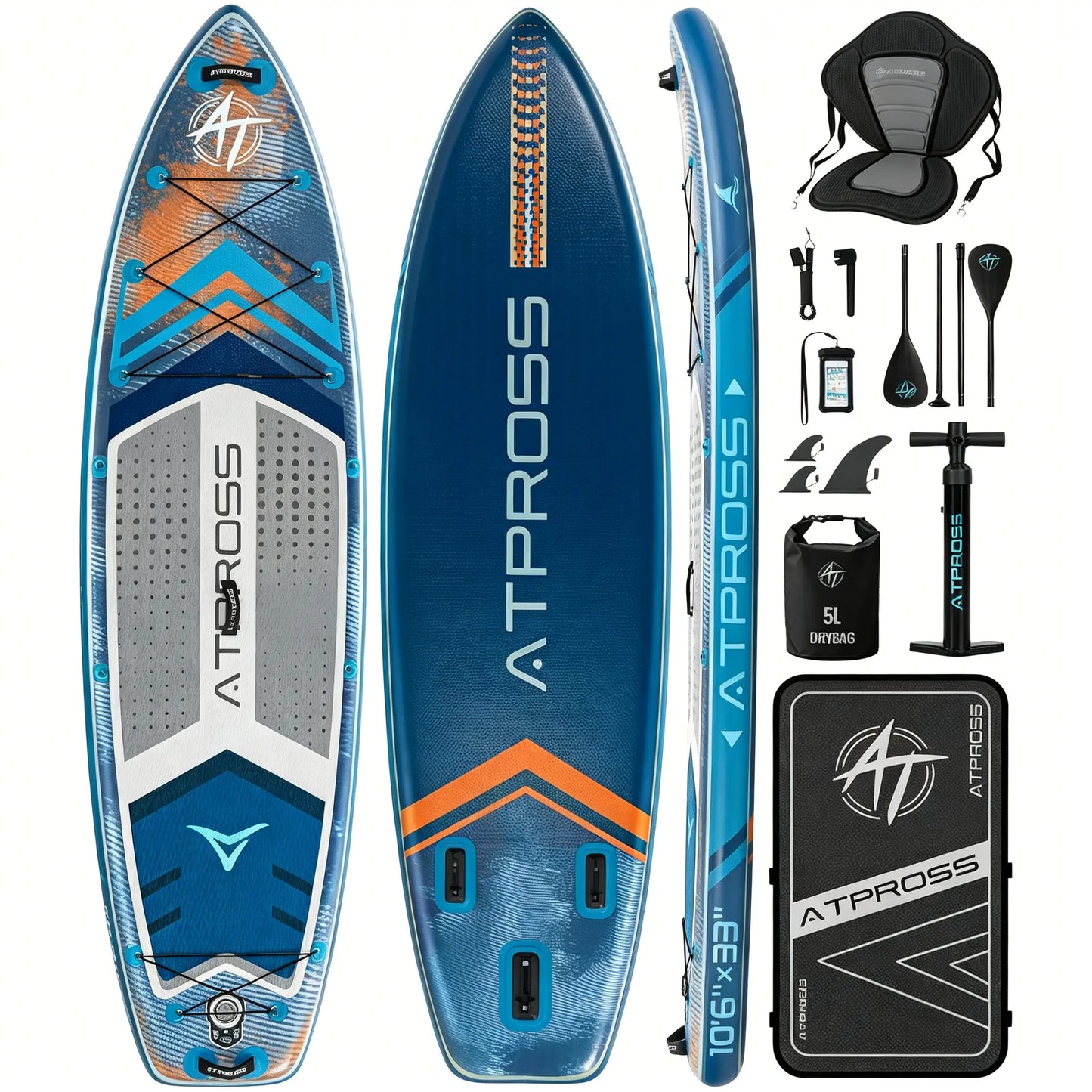 Summervibe 10'6'' X 33'' Extra Wide Inflatable Paddle Board with Kayak Seat, 400LBS Capacity Stable SUP Board, Non-Slip EVA Deck, Complete Accessories Kit for Adults, Beginners, Yoga, Fishing & Family Fun,Atpross Adventure Water