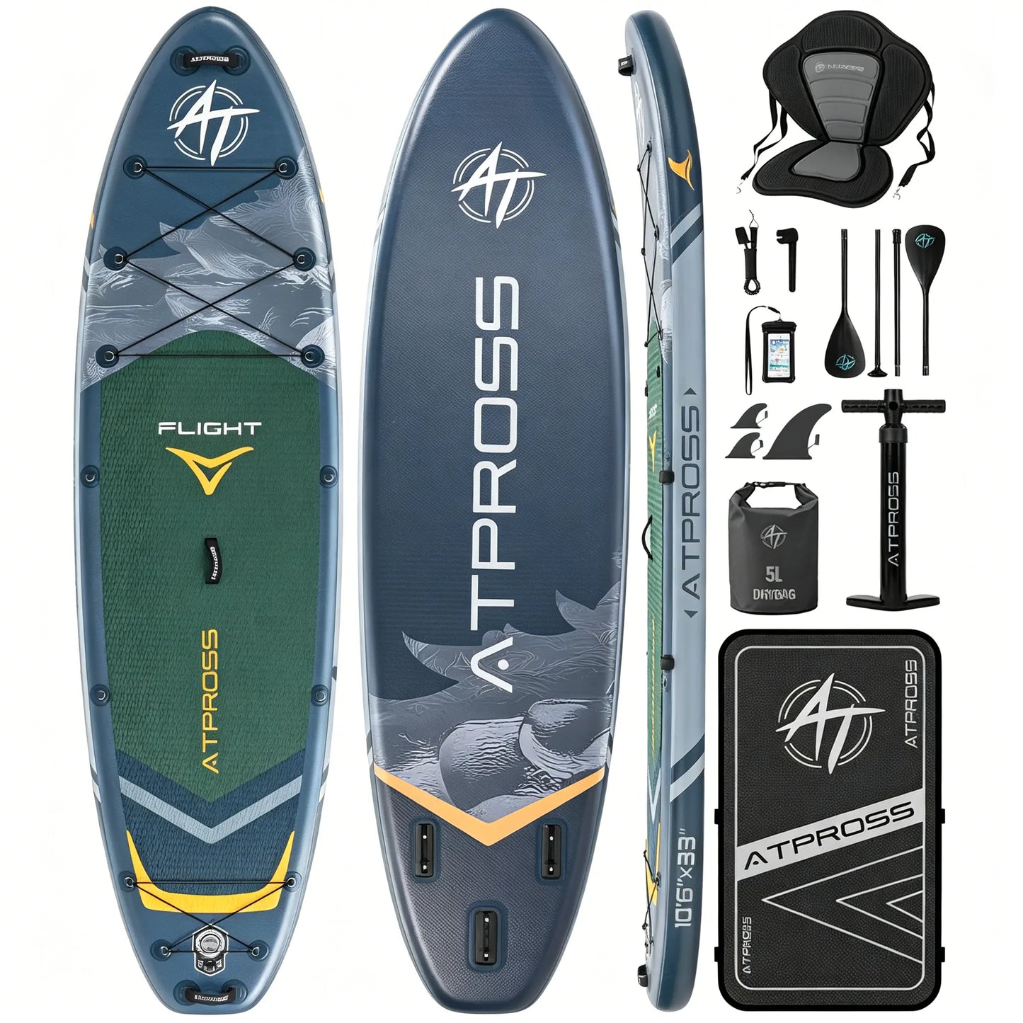 Summervibe 10'6'' X 33'' Extra Wide Inflatable Paddle Board with Kayak Seat, 400LBS Capacity Stable SUP Board, Non-Slip EVA Deck, Complete Accessories Kit for Adults, Beginners, Yoga, Fishing & Family Fun,Atpross Adventure Water