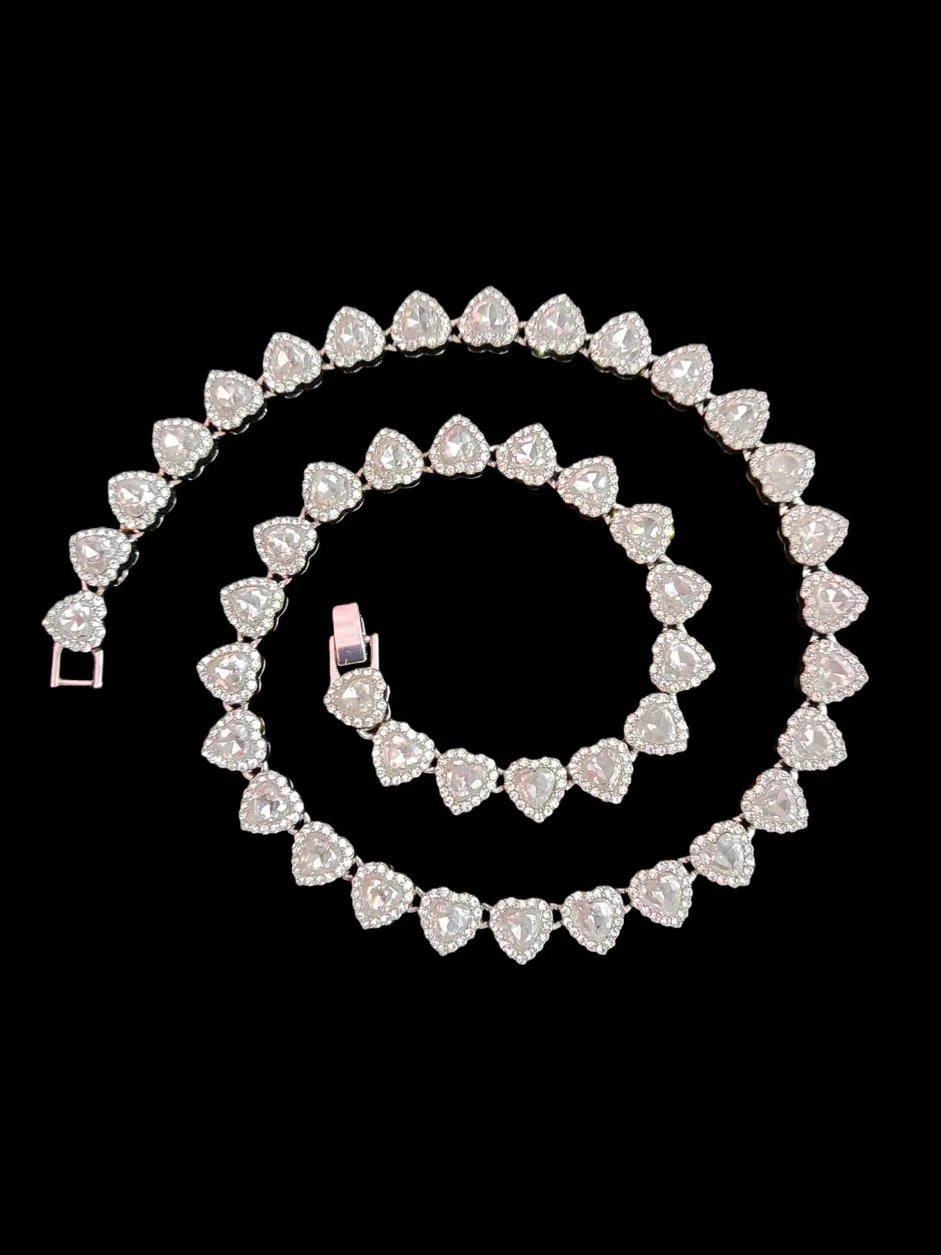 2 Pieces/Set 10Mm Love Heart Shape Chain Necklace and Bracelet for Men or Women, Hip Hop Iced Out Bling Bling Fashionable Jewelry Gift Set