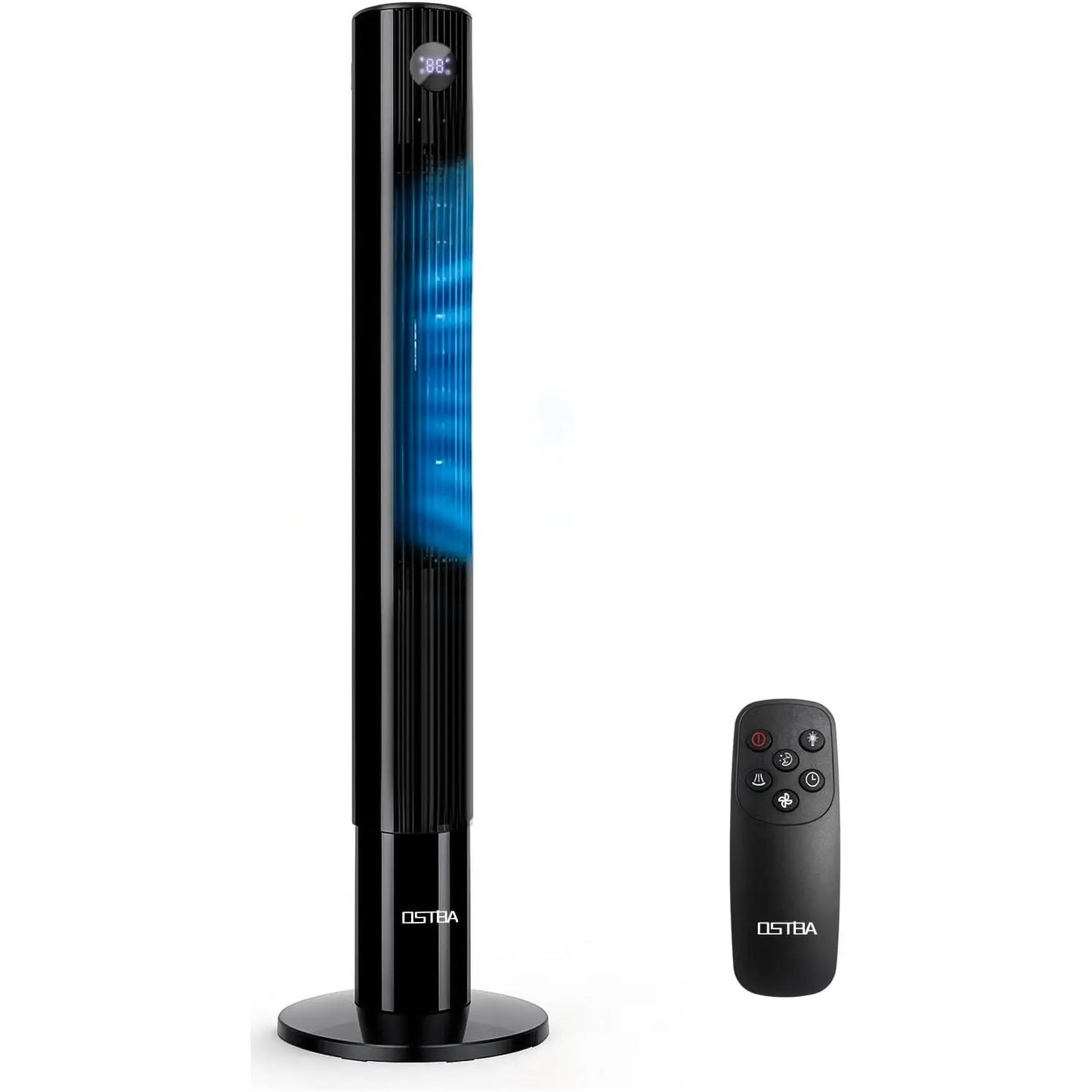 OSTBA 43" Bladeless Tower Fan with Remote, 85° Oscillation, Touch LED Display, 12H Timer, 3 Speeds, 2 Cooling Modes, 28Db Quiet Standing Floor Fan for Bedroom, Home