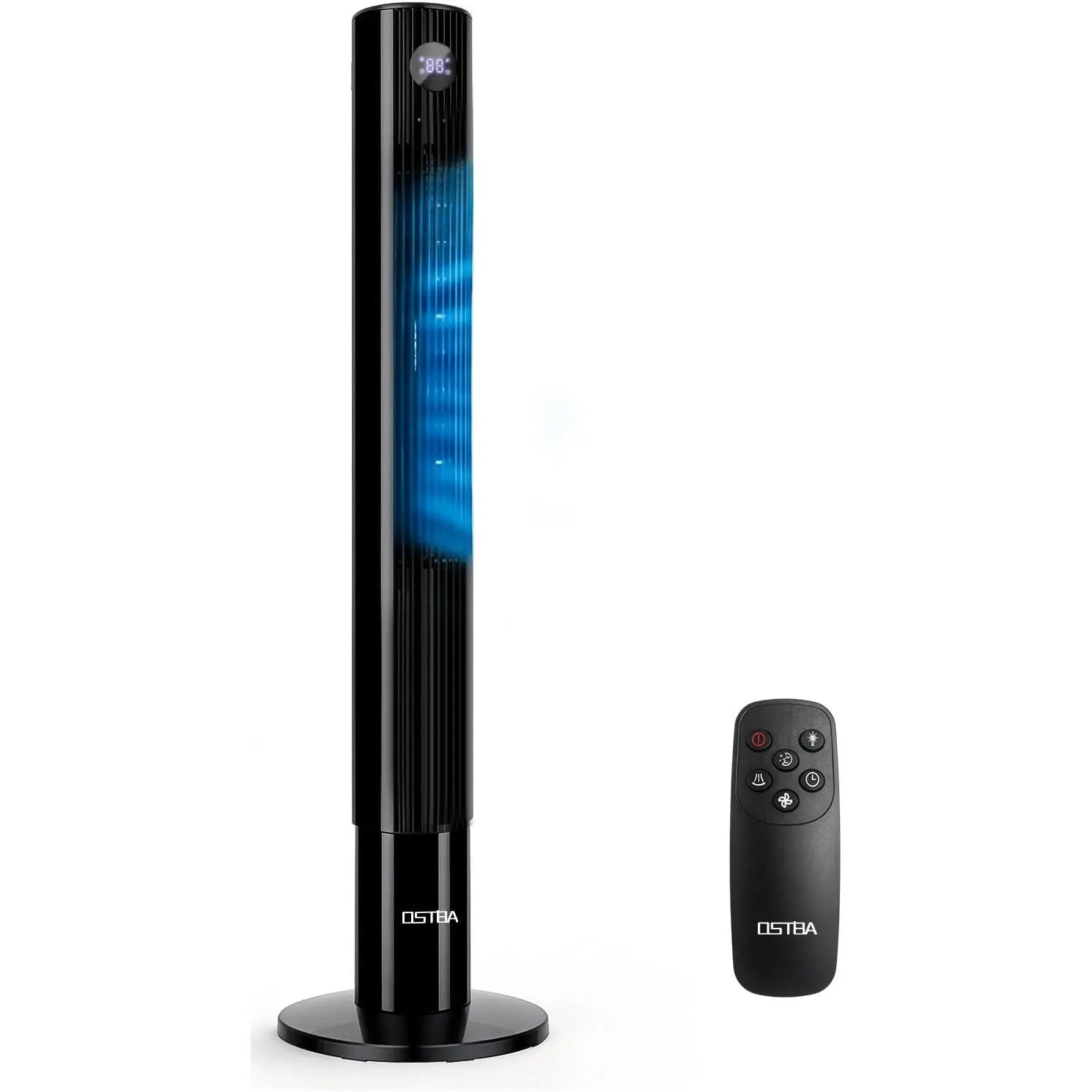 OSTBA 43" Bladeless Tower Fan with Remote, 85° Oscillation, Touch LED Display, 12H Timer, 3 Speeds, 2 Cooling Modes, 28Db Quiet Standing Floor Fan for Bedroom, Home