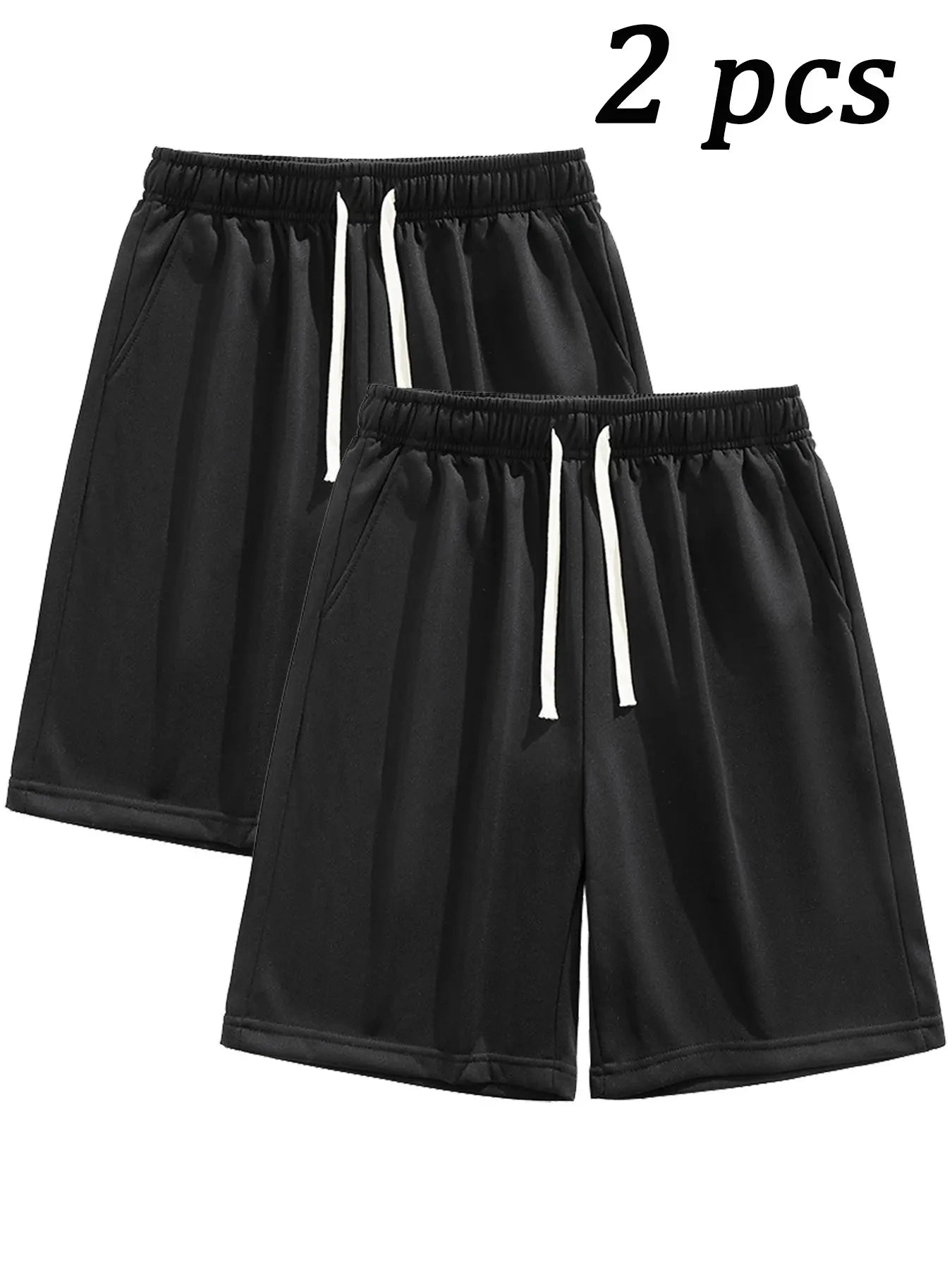 Men'S Summer Casual Shorts, Plain Loose-Fit Gym Shorts, Polyester Fabric, Ideal for Home and Outdoor Activities, Drawstring Waist with Pockets, Athletic Shorts, Lightweight Workout Shorts, Lightweight Summer Shorts