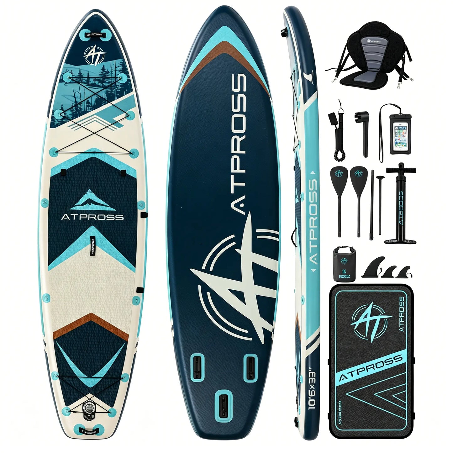 Summervibe 10'6'' X 33'' Extra Wide Inflatable Paddle Board with Kayak Seat, 400LBS Capacity Stable SUP Board, Non-Slip EVA Deck, Complete Accessories Kit for Adults, Beginners, Yoga, Fishing & Family Fun,Atpross Adventure Water