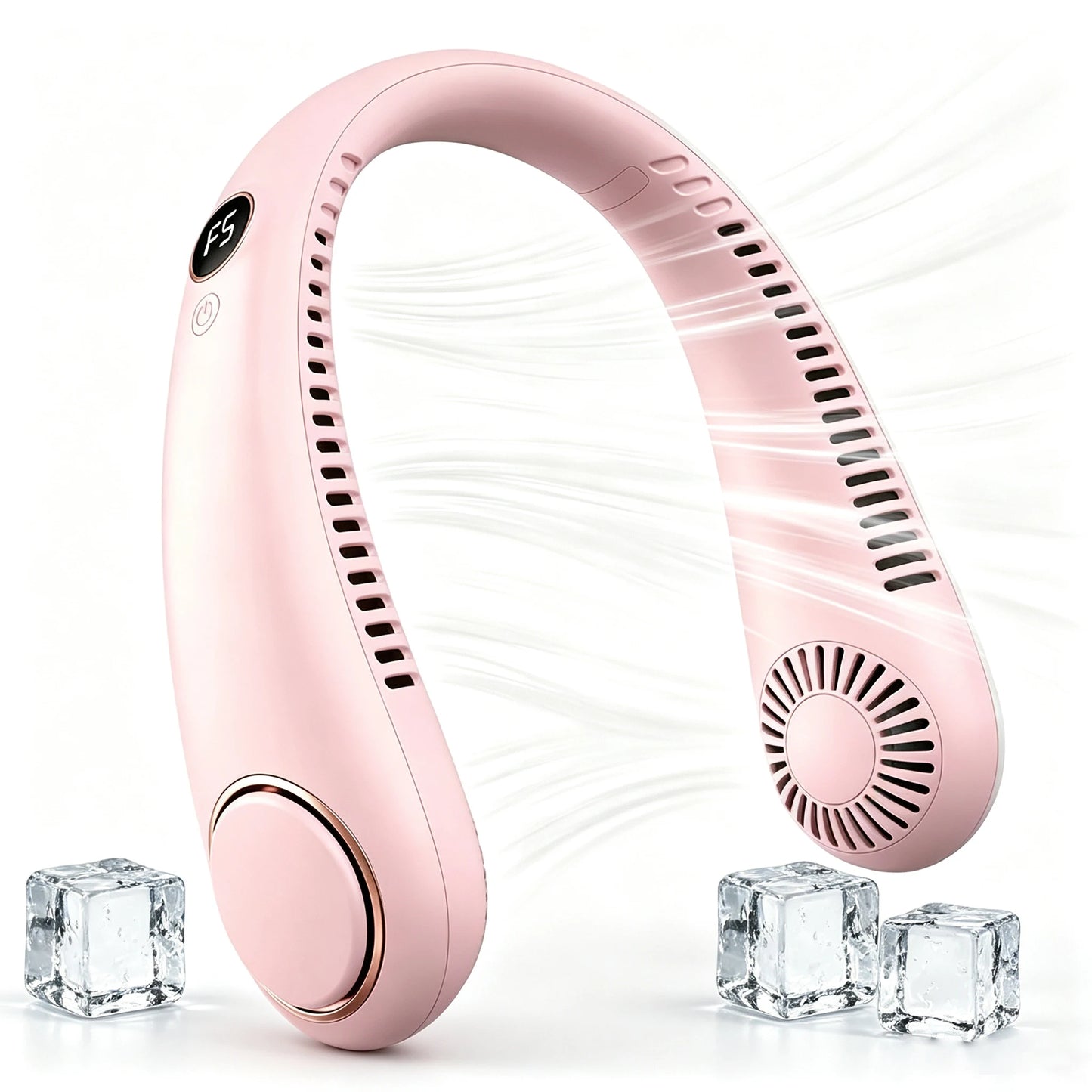 New Summer Portable Mini Hanging Neck Fan Bladeless Neckband Fan Digital Display Power Air Cooler USB Rechargeable Electric Fans