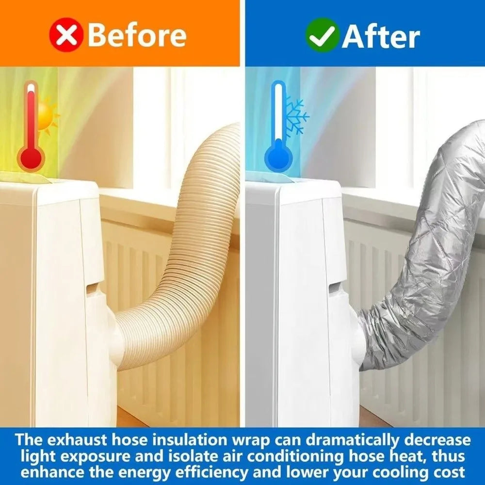 Adjustable Straps Air Conditioner Hose Cover Waterproof with 2 Buckle Straps Hose Insulation Cover Heat Insulation Protective