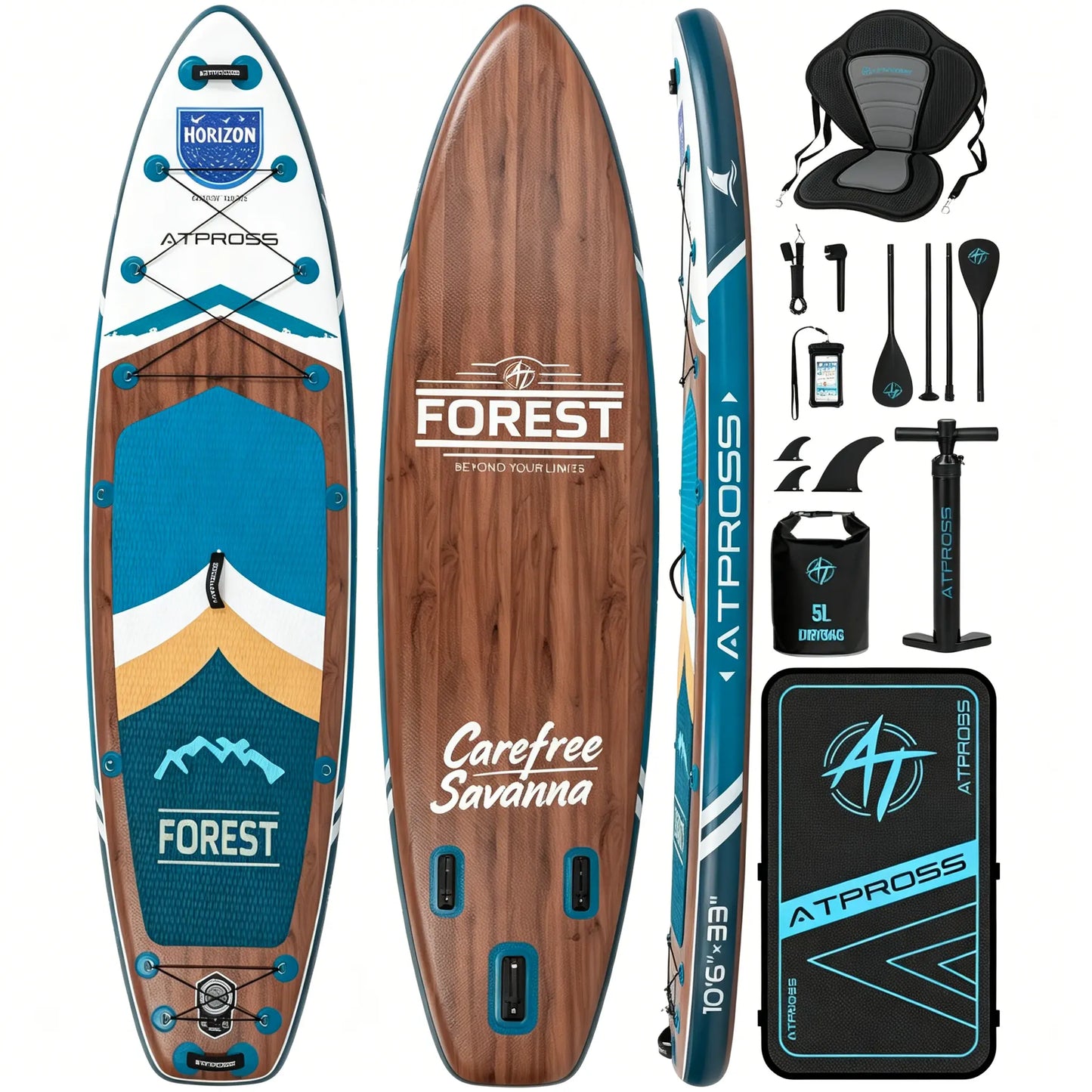 Summervibe 10'6'' X 33'' Extra Wide Inflatable Paddle Board with Kayak Seat, 400LBS Capacity Stable SUP Board, Non-Slip EVA Deck, Complete Accessories Kit for Adults, Beginners, Yoga, Fishing & Family Fun,Atpross Adventure Water