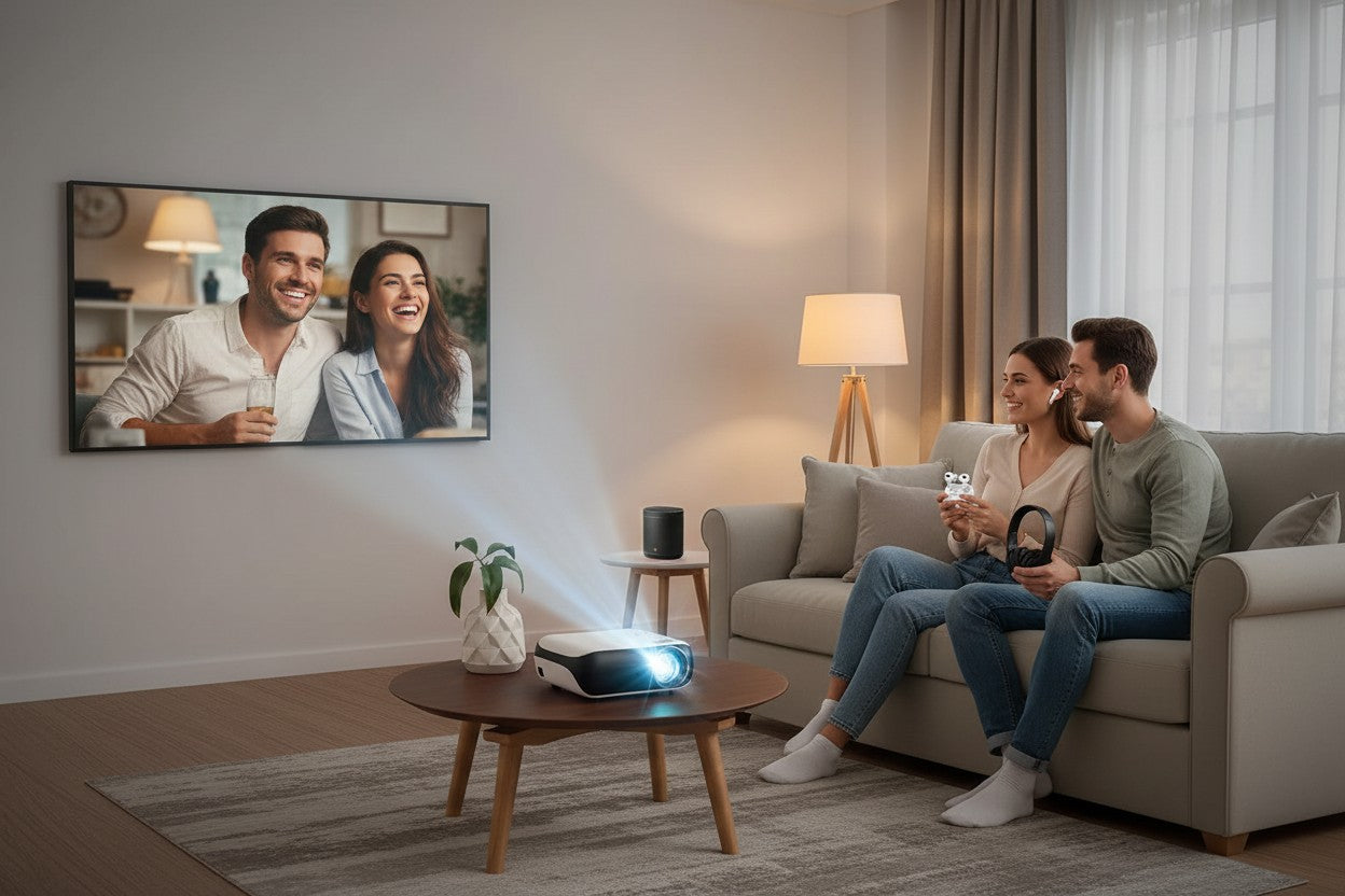 Projecteur Full HD 1080P Bluetooth Compatible Android, iOS & HDMI